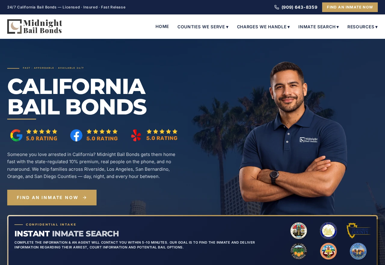 Midnight Bail Bonds website screenshot